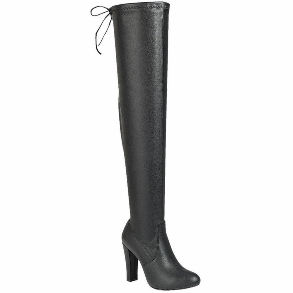 Forever Dasia-H9 Black Over-the-Knee Draw String Women's Boots